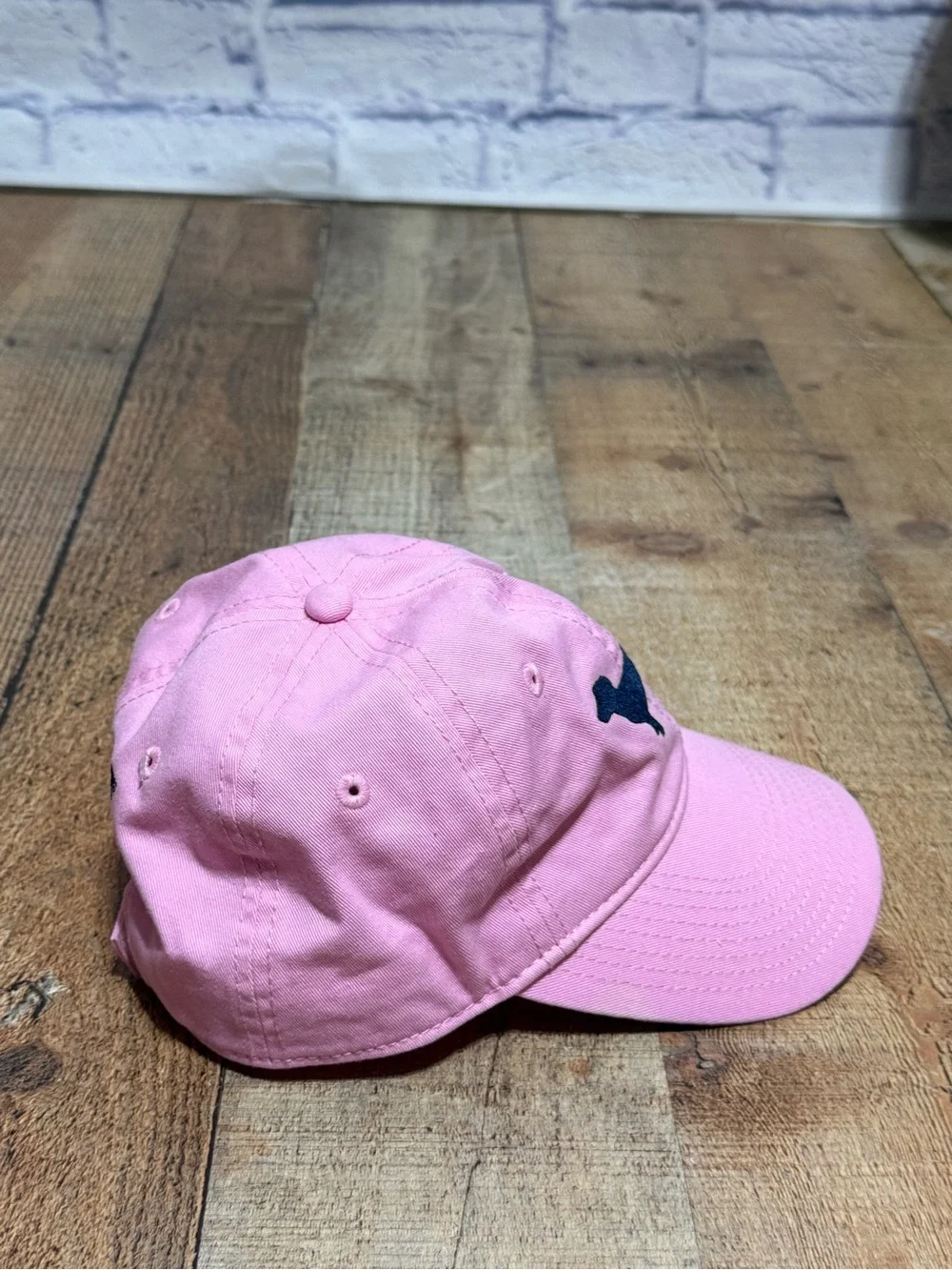 Seaside brand Women’s “bud” dachshund Cotton Baseball Hat NWT OSFM  Pink/Navy